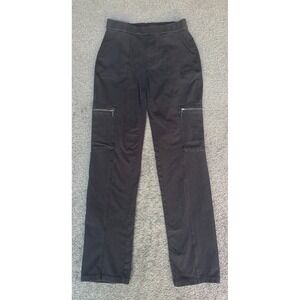Susan Graver Cargo Pants Women XS Black Stretch Chop Pockets Elastic Waist